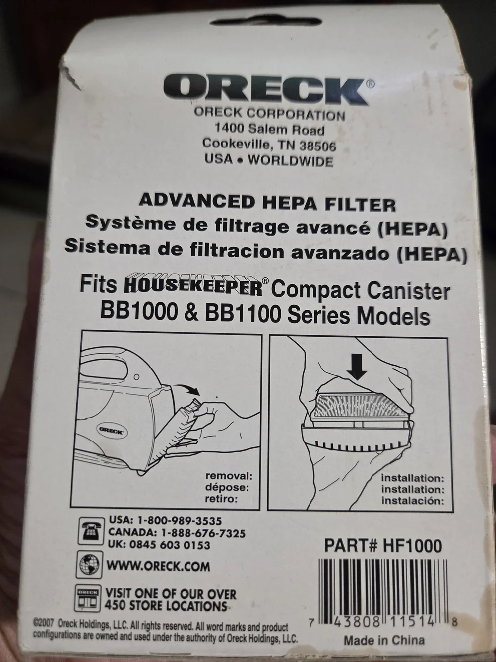 NWOT Advanced HEPA Filter (White) - Fits Housekeeper BB1000 & BB1100